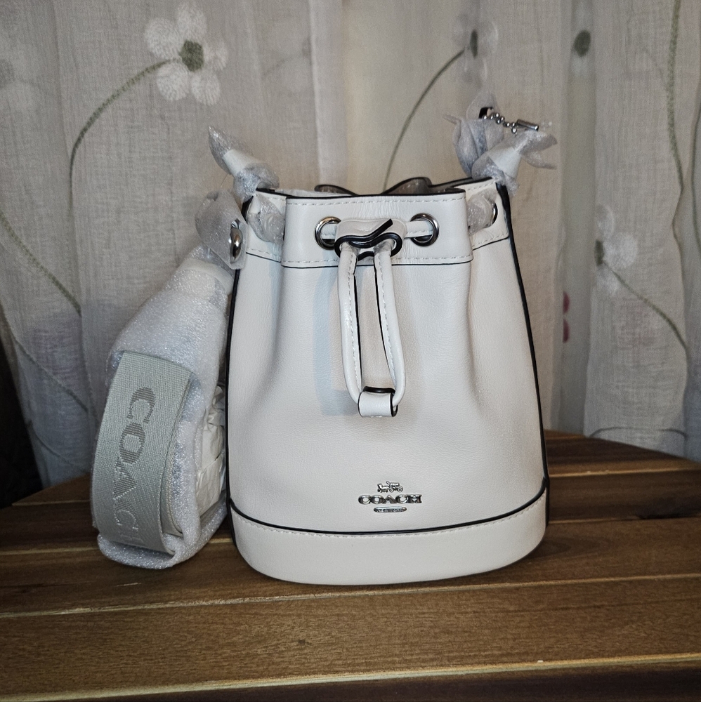 Coach Mini Bucket Bag Silver Hardware Chalk
